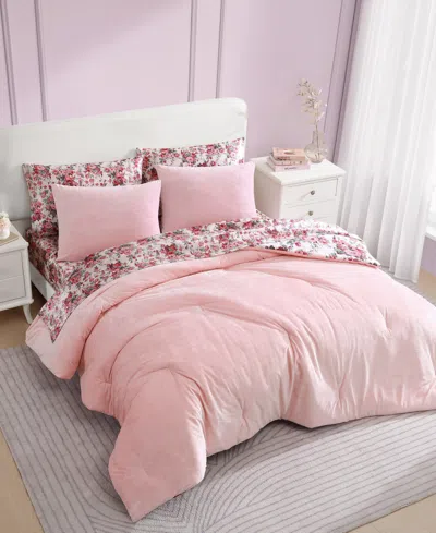 Betsey Johnson Solid Velvet 3-pc. Comforter Set, Full/queen In Sea Pink