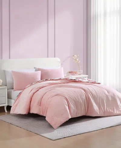 Betsey Johnson Solid Velvet 3-pc. Comforter Set, Full/queen In Sea Pink