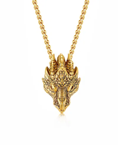 Rhona Sutton Gold Dragon Stainless Steel Pendant Necklace In Gold