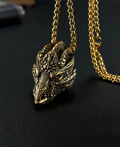 Rhona Sutton Gold Dragon Stainless Steel Pendant Necklace In Gold