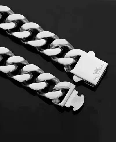 Rhona Sutton Silver Stainless Steel Miami Cuban 8" Chain Bracelet In Silver