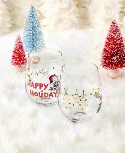 Lenox Snoopy Christmas Assorted Stemless Wine Glasses, Set Of 4 Exclusively At Macy's In Multi