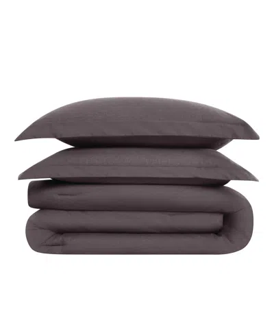 Brooklyn Loom Brookyln Loom 100% Linen Cover 3-pc. Comforter Set, Full/queen In Charcoal