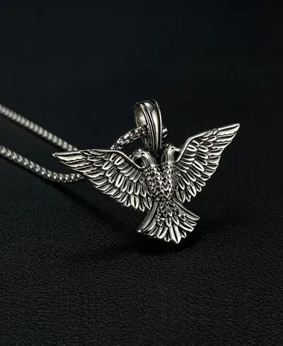 Rhona Sutton Eagle Empire Stainless Steel Pendant Necklace In Silver