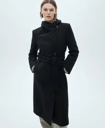 Mango Women's Wool Overcoat In Black