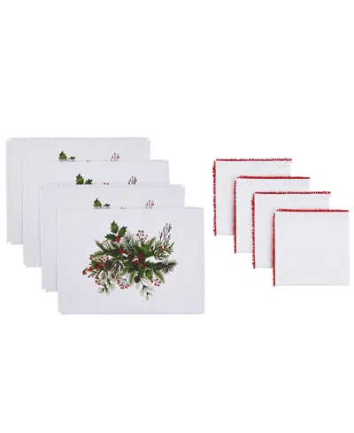 Avanti Pine Ivy Polyester 8 Piece Placemats/napkins Set In White