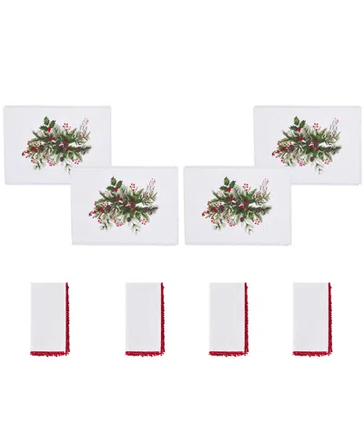 Avanti Pine Ivy Polyester 8 Piece Placemats/napkins Set In White