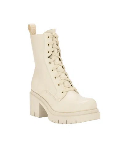 Guess Juel Platform Combat Boot In Cream