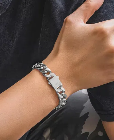 Rhona Sutton Silver Stainless Steel Miami Cuban 8" Chain Bracelet In Silver