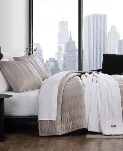 Vera Wang Linear Stitch Velvet 3-pc. Quilt Set, King In French Clay