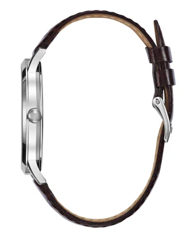 Guess Men's Analog Brown Leather Watch, 44mm In Brown