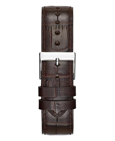 Guess Men's Analog Brown Leather Watch, 44mm In Brown