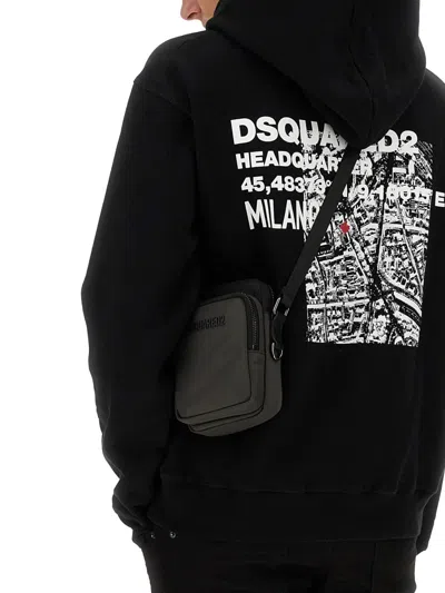 Dsquared2 Black Sweatshirt With Classic Hood And Bold Graphic Print In Black