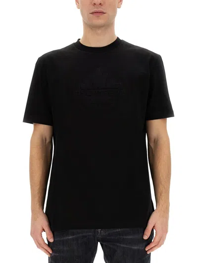 Dsquared2 Logo-embossed Cotton T-shirt In Black