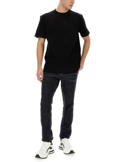 Dsquared2 Logo-embossed Cotton T-shirt In Black