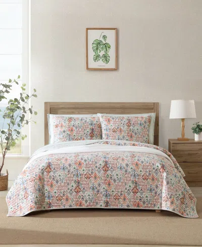 Tommy Bahama Home Ikat Tropics Reversible 3-pc. Quilt Set, King In Light Khaki,jungle Green