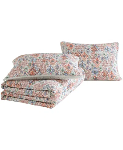 Tommy Bahama Home Ikat Tropics Reversible 3-pc. Quilt Set, King In Light Khaki,jungle Green