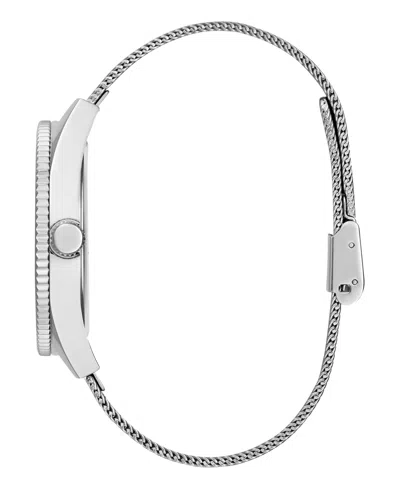 Guess Men's Analog Silver Tone Mesh Watch, 44mm In Silver Tone
