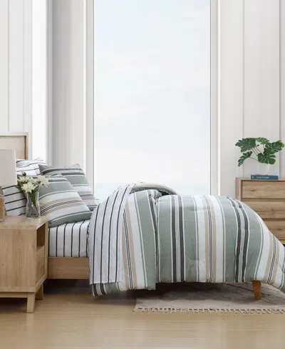 Nautica Prospect Harbor Reversible 2-pc. Comforter Set, Twin In Fern Green,charcoal
