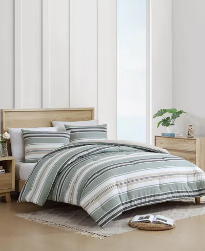 Nautica Prospect Harbor Reversible 2-pc. Comforter Set, Twin In Fern Green,charcoal