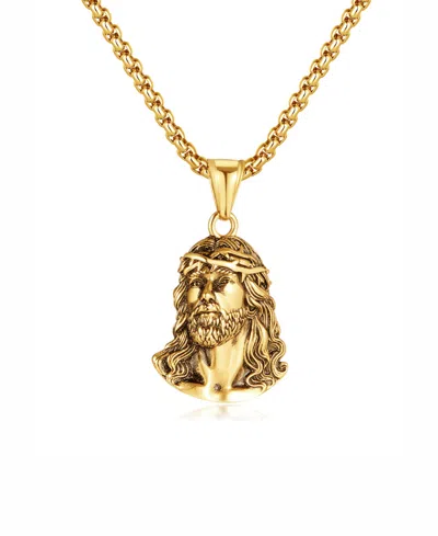 Rhona Sutton Gold Jesus Christ Stainless Steel Pendant Necklace In Gold
