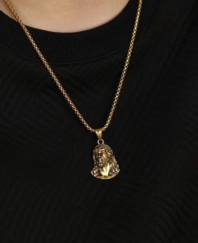 Rhona Sutton Gold Jesus Christ Stainless Steel Pendant Necklace In Gold