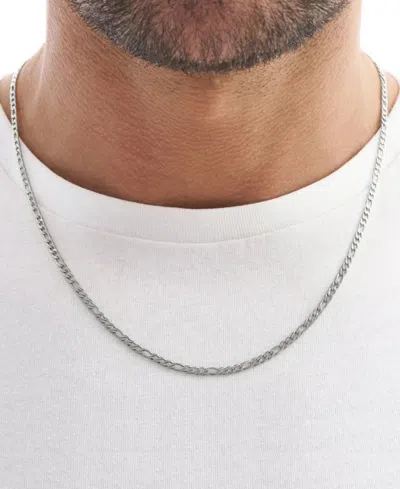 Rhona Sutton Stainless Steel 3mm Figaro Chain Necklace In Silver