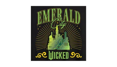 Hybrid Apparel Trendy Plus Size Wicked Emerald City Graphic Crew Neck T-shirt In Black