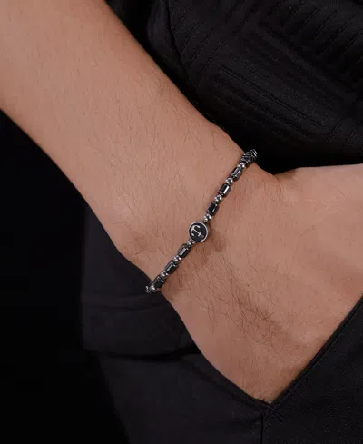 Rhona Sutton Hematite Anchor Beaded Stainless Steel Bracelet In Black