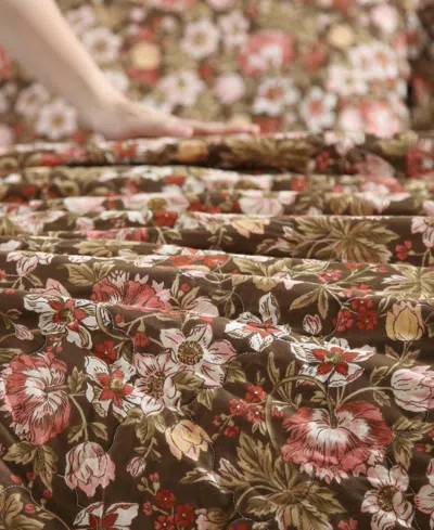 Laura Ashley Marta Reversible 3-pc. Quilt Set, Full/queen In Smoke Brown