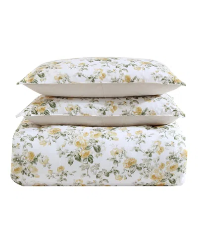 Laura Ashley Roses Reversible 7-pc. Comforter Set, Full/queen In Gold,green