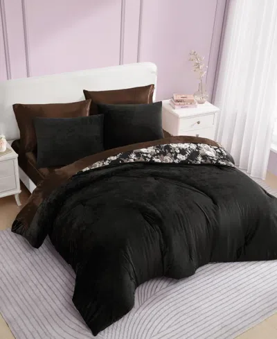 Betsey Johnson Solid Velvet 3-pc. Duvet Cover Set, Full/queen In Black