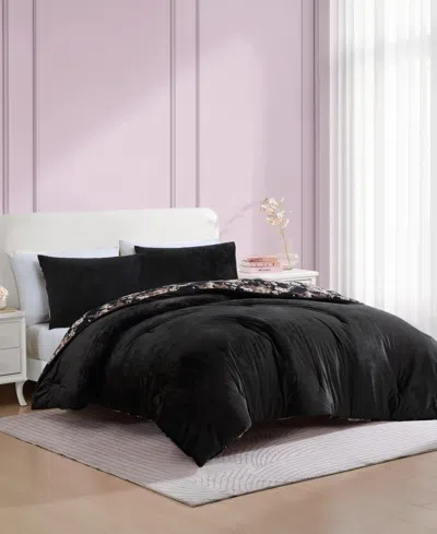 Betsey Johnson Solid Velvet 3-pc. Duvet Cover Set, Full/queen In Black