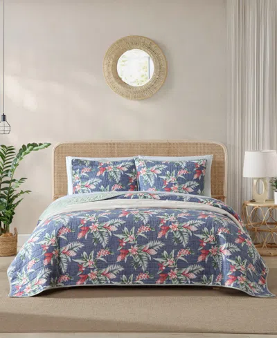 Tommy Bahama Home Closeout!  Floral Enchantment Reversible 2-pc. Quilt Set, Twin In Deep Blue