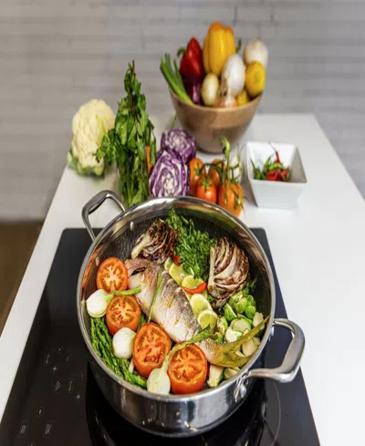 Livwell Diamondclad 9-pc. Hybrid Nonstick Stainless Steel Frypan, Wok And Everything Pan Set In Silver