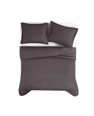Brooklyn Loom Brookyln Loom 100% Linen Cover 3-pc. Comforter Set, Full/queen In Charcoal