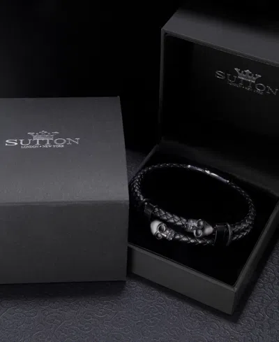 Rhona Sutton Black Reaper Leather Stainless Steel Bracelet In Black