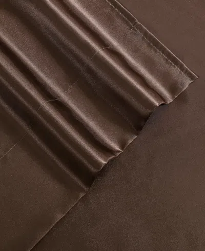 Betsey Johnson Solid Satin Sheet Set In Espresso Brown