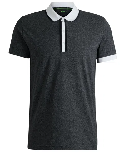 Hugo Boss Boss By  Men's Striped Trim Polo Shirt In Gray