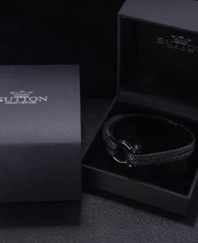 Rhona Sutton Screw Lock Black Buckle Stainless Steel Bracelet In Black