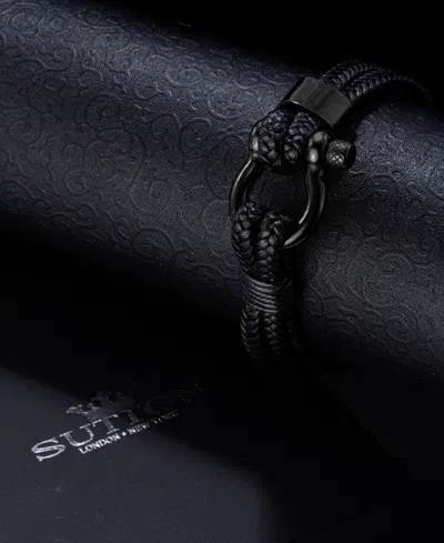 Rhona Sutton Screw Lock Black Buckle Stainless Steel Bracelet In Black