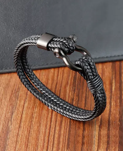 Rhona Sutton Screw Lock Black Buckle Stainless Steel Bracelet In Black
