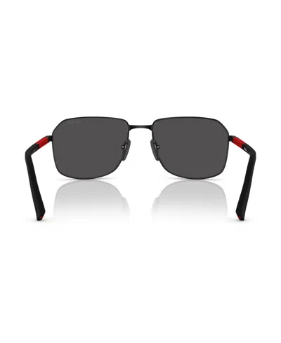 Prada Linea Rossa 57mm Rectangular Sunglasses In Matte Black