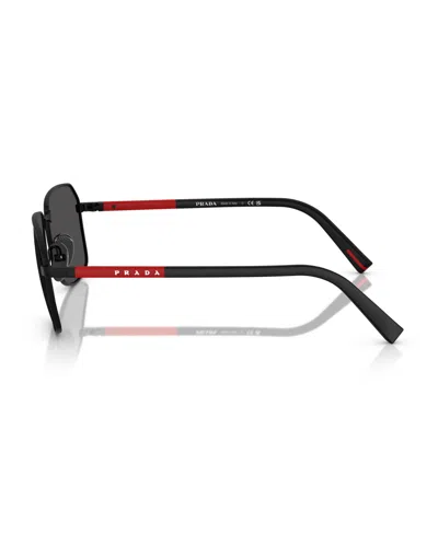 Prada Linea Rossa 57mm Rectangular Sunglasses In Matte Black
