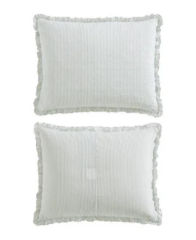 Laura Ashley Oxford Stripe Reversible 3-pc. Quilt Set, Full/queen In Green
