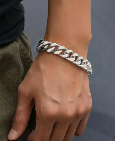 Rhona Sutton Silver Stainless Steel Miami Cuban 8" Chain Bracelet In Silver