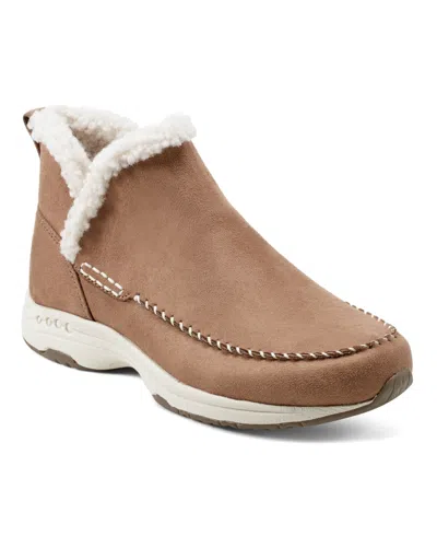 Easy Spirit Tuva 2 Womens Faux Fur Faux Suede Shearling Boots In Medium Brown
