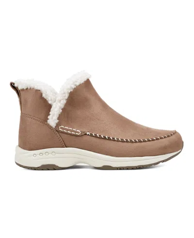 Easy Spirit Tuva 2 Womens Faux Fur Faux Suede Shearling Boots In Medium Brown