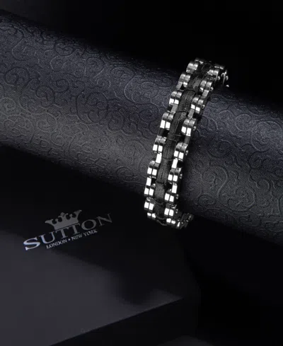Rhona Sutton Leather Bicycle Chain Stainless Steel Bracelet In Silver