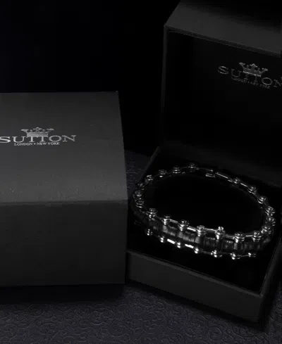 Rhona Sutton Leather Bicycle Chain Stainless Steel Bracelet In Silver